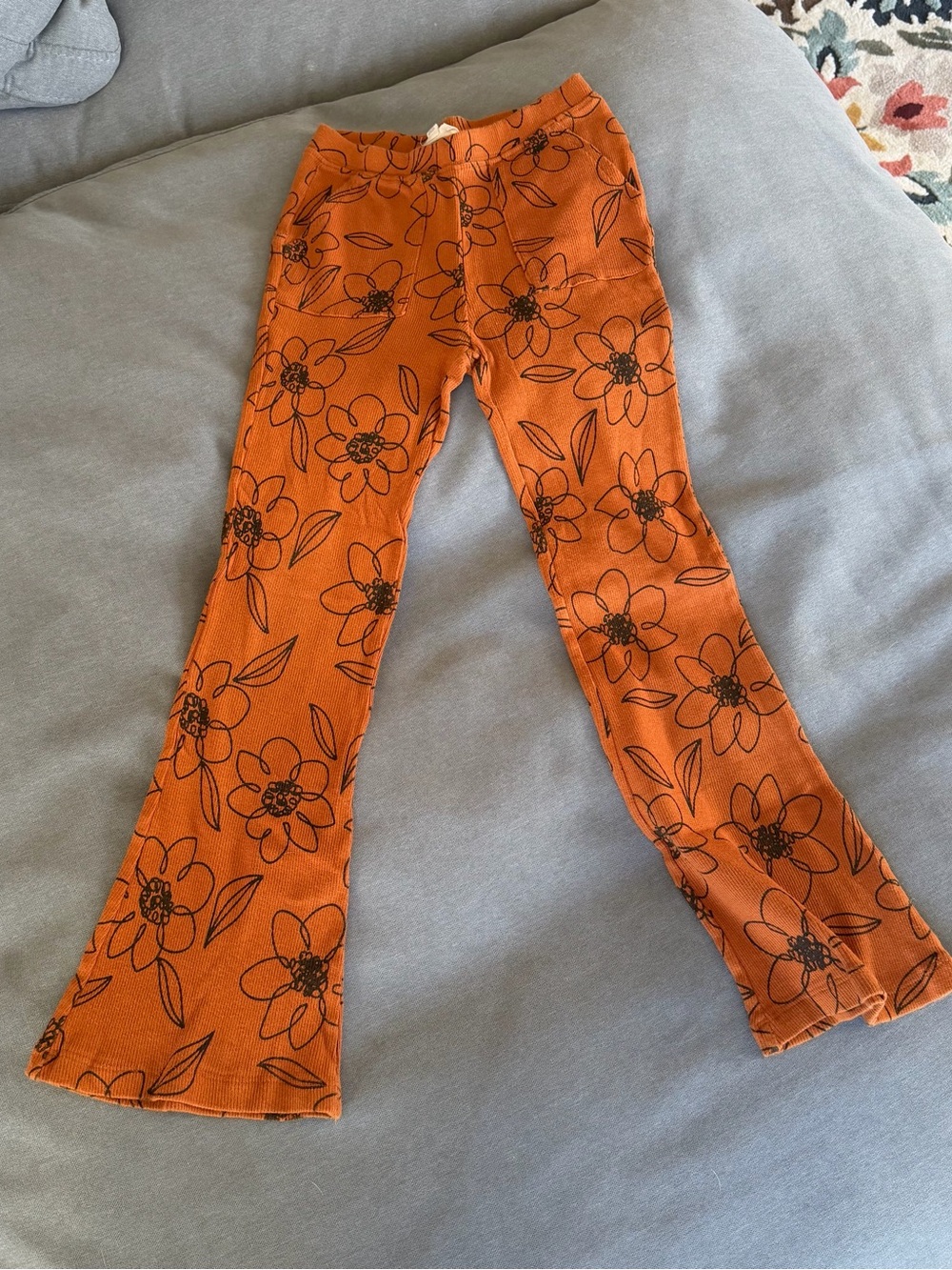 Jessica Simpson Orange Floral Flare Jeans